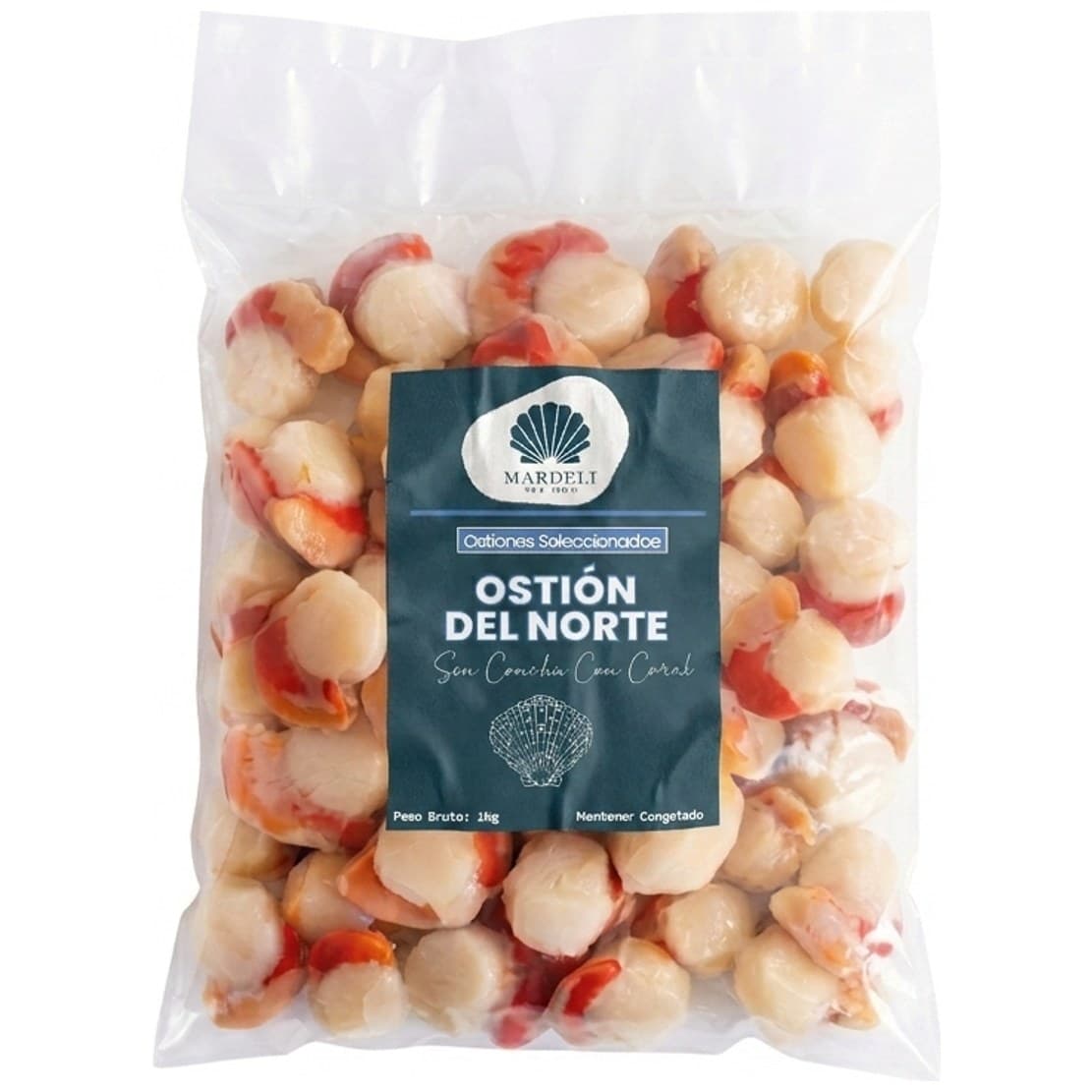 Ostiones sin concha con coral