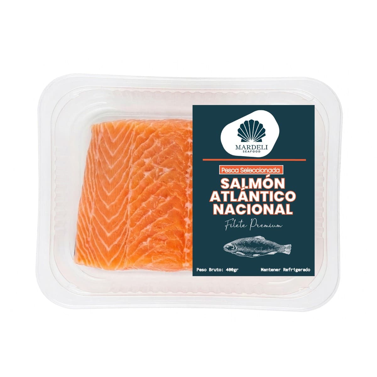 Salmón Atlántico Nacional 400gr · Filete con piel